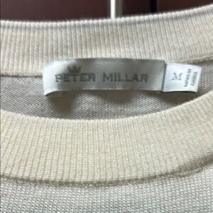 Peter Millar Cream Crewneck Sweater Ribbed Knit